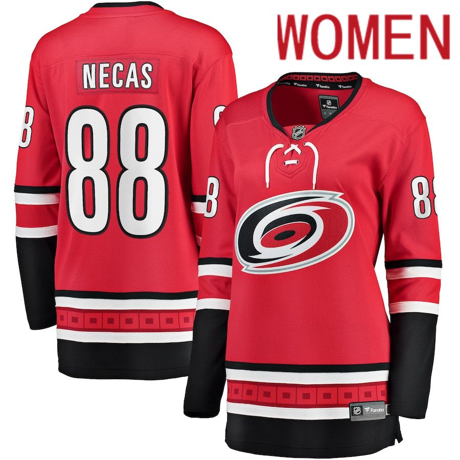 Women Carolina Hurricanes #88 Martin Necas Fanatics Branded Red Alternate Breakaway Player NHL Jersey